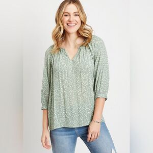 Leopard Dot 3/4 Sleeve Size Medium Maurices Peasant Top